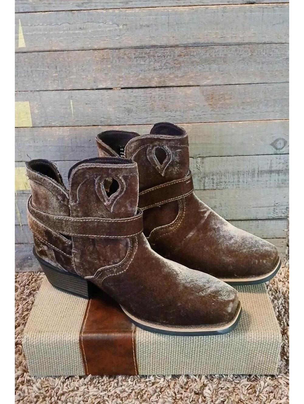 Women's Justin Riding Orthopedic Boots Brown Velvet size 9.5B  Style # L9756